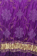 Purple Bandhani Hand Bandhej Pure Gajji Silk Dupatta - Luxurion World