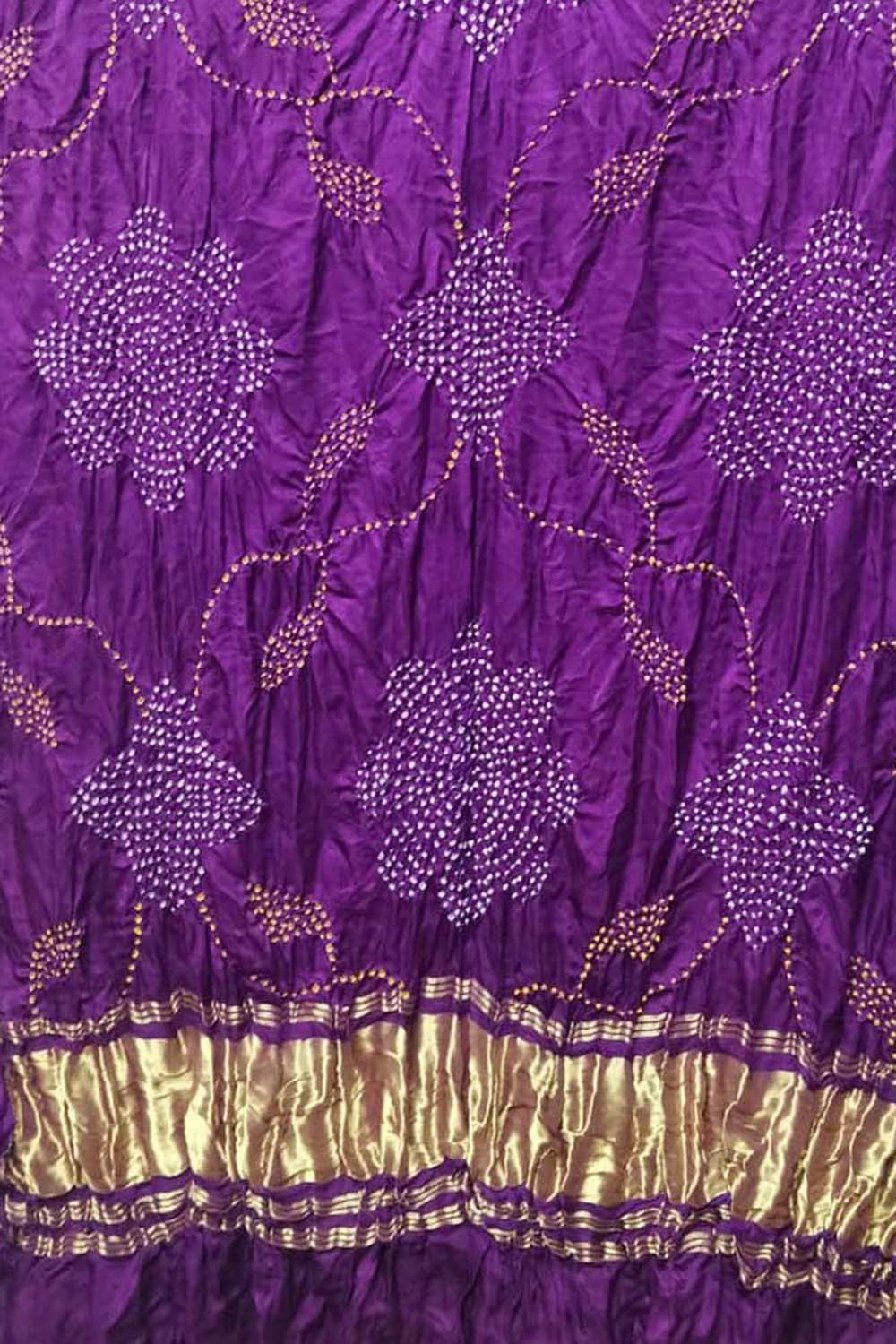Purple Bandhani Hand Bandhej Pure Gajji Silk Dupatta - Luxurion World