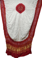 Off White Bandhani Hand Bandhej Pure Gajji Silk Dupatta - Luxurion World