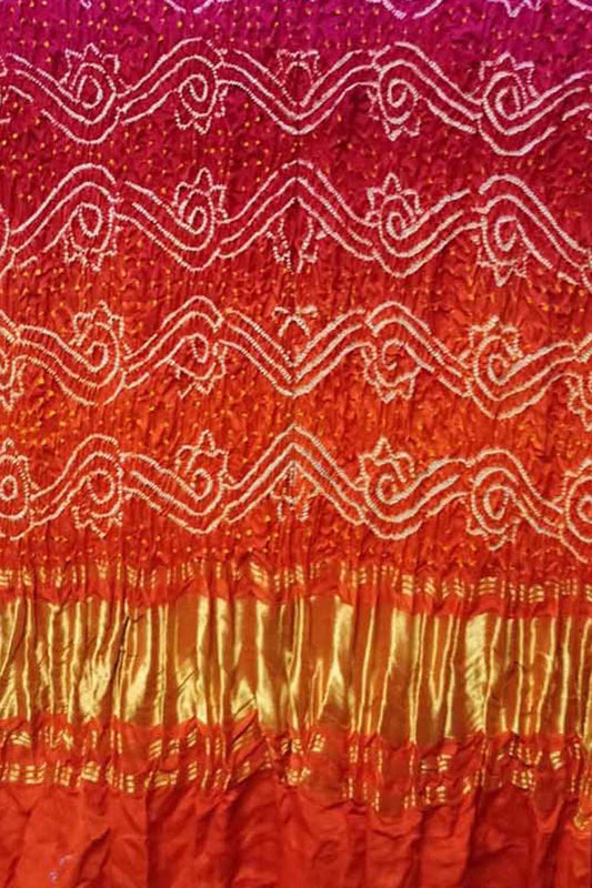 Multicolor Bandhani Hand Bandhej Pure Gajji Silk Dupatta - Luxurion World
