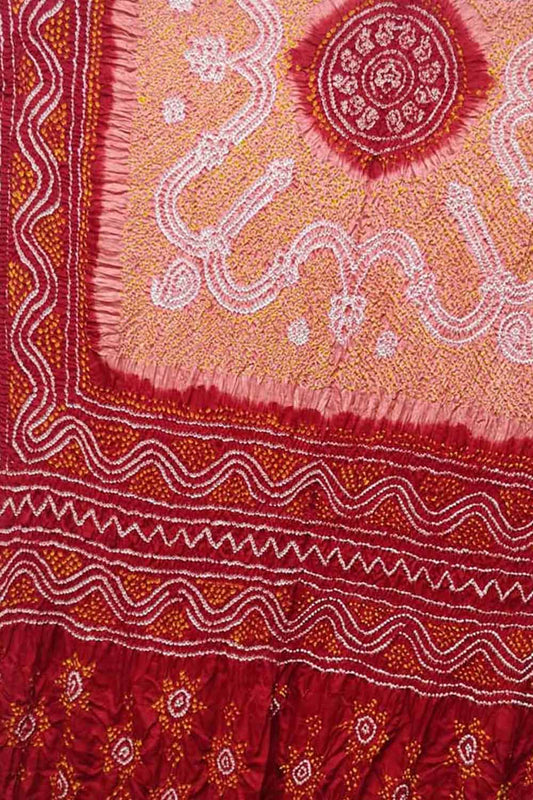 Multicolor Bandhani Hand Bandhej Pure Gajji Silk Dupatta - Luxurion World