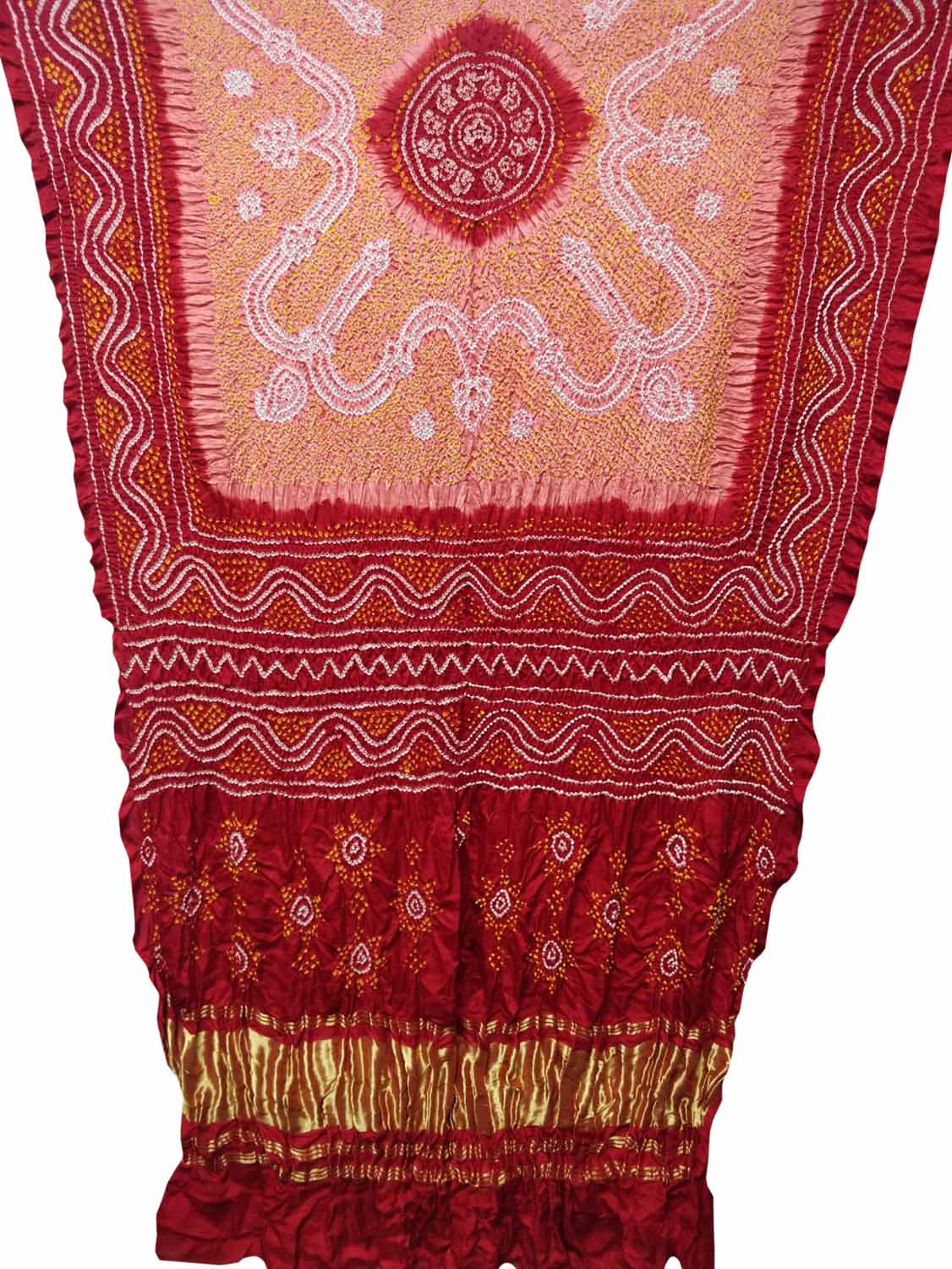 Multicolor Bandhani Hand Bandhej Pure Gajji Silk Dupatta - Luxurion World