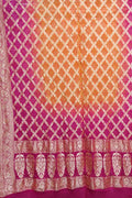 Orange And Pink Banarasi Bandhani Pure Georgette Dupatta - Luxurion World