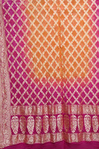 Orange And Pink Banarasi Bandhani Pure Georgette Dupatta - Luxurion World