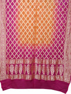 Orange And Pink Banarasi Bandhani Pure Georgette Dupatta - Luxurion World