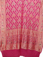 Exquisite Pink Banarasi Bandhani Pure Georgette Dupatta with Meenakari Work - Luxurion World