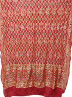 Elegant Red Banarasi Bandhani Pure Georgette Dupatta with Meenakari Work - Luxurion World