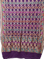 Elegant Purple Banarasi Bandhani Pure Georgette Meenakari Dupatta - Luxurion World
