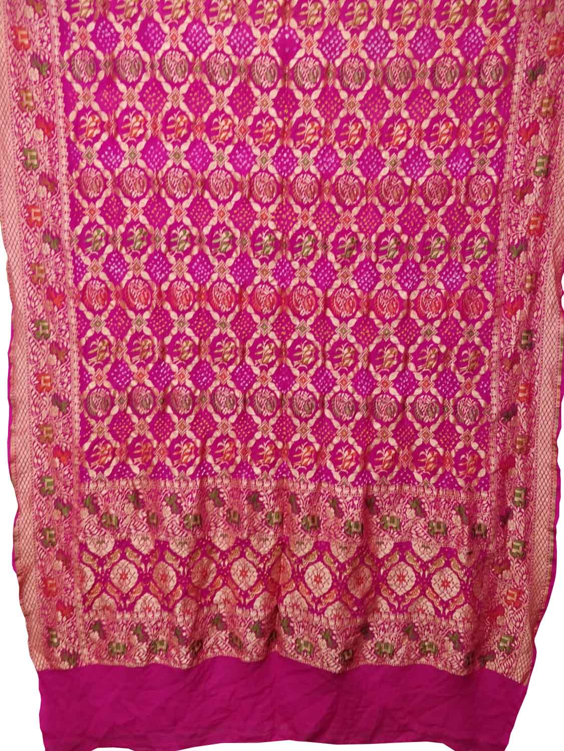 Pink Banarasi Bandhani Pure Georgette Meenakari Dupatta: Exquisite Elegance and Traditional Charm - Luxurion World