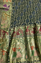 Green Banarasi Bandhani Pure Georgette Meenakari Dupatta - Luxurion World