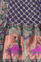 Purple Banarasi Bandhani Pure Georgette Meenakari Dupatta - Luxurion World
