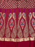 Red Banarasi Bandhani Handloom Pure Georgette Dupatta - Luxurion World