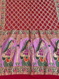 Red Banarasi Bandhani Handloom Pure Georgette Dupatta - Luxurion World