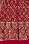 Red Banarasi Bandhani Pure Georgette Dupatta - Luxurion World