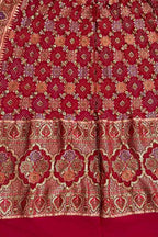 Red Banarasi Bandhani Pure Georgette Dupatta - Luxurion World