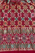 Red Banarasi Bandhani Pure Georgette Dupatta - Luxurion World