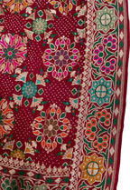 Red Banarasi Bandhani Pure Georgette Dupatta - Luxurion World