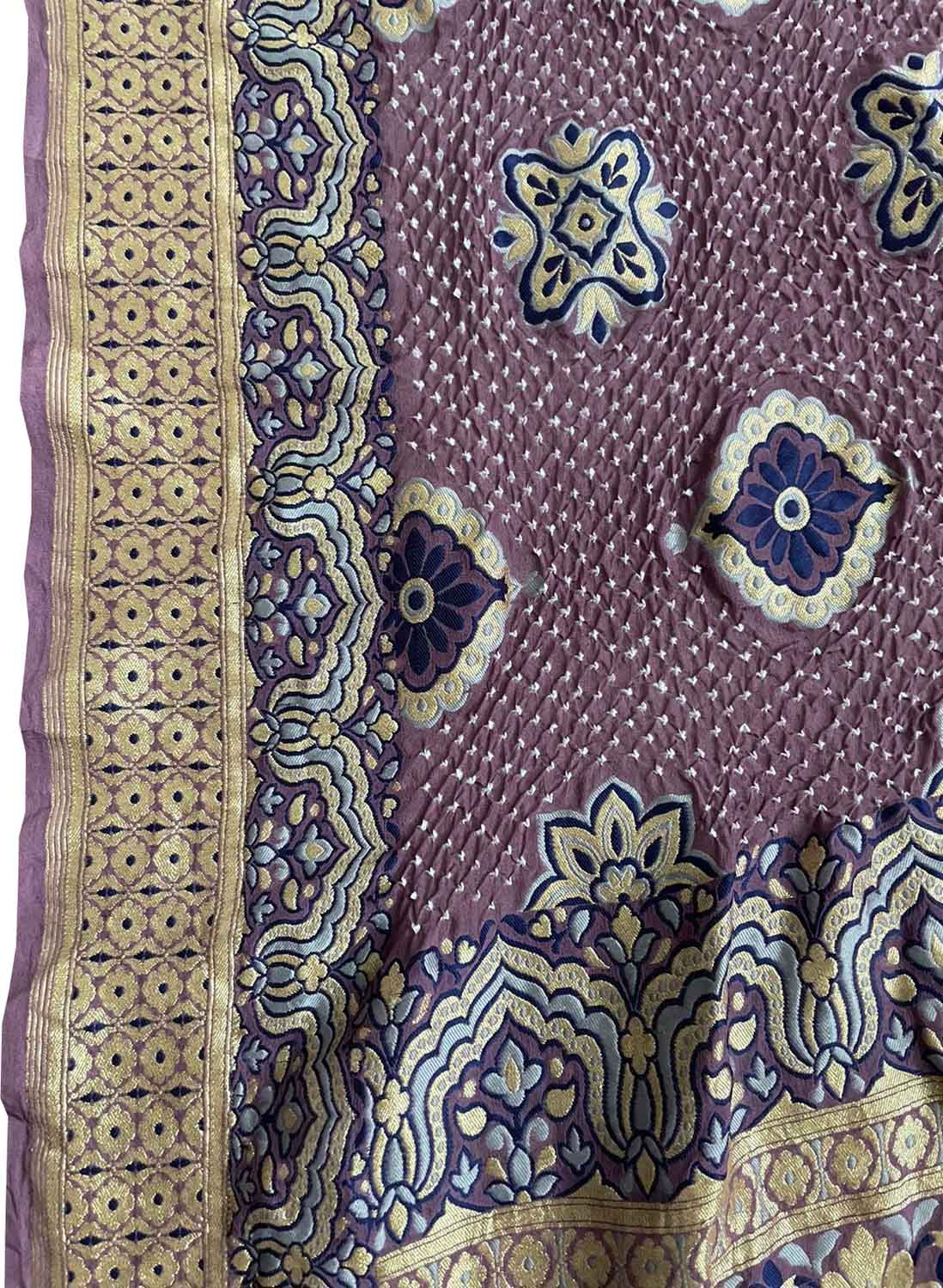 Purple Banarasi Bandhani Pure Georgette Dupatta - Luxurion World