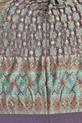 Purple Banarasi Bandhani Pure Georgette Dupatta - Luxurion World