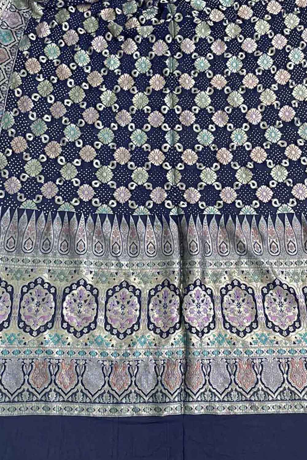 Blue Banarasi Bandhani Pure Georgette Dupatta - Luxurion World