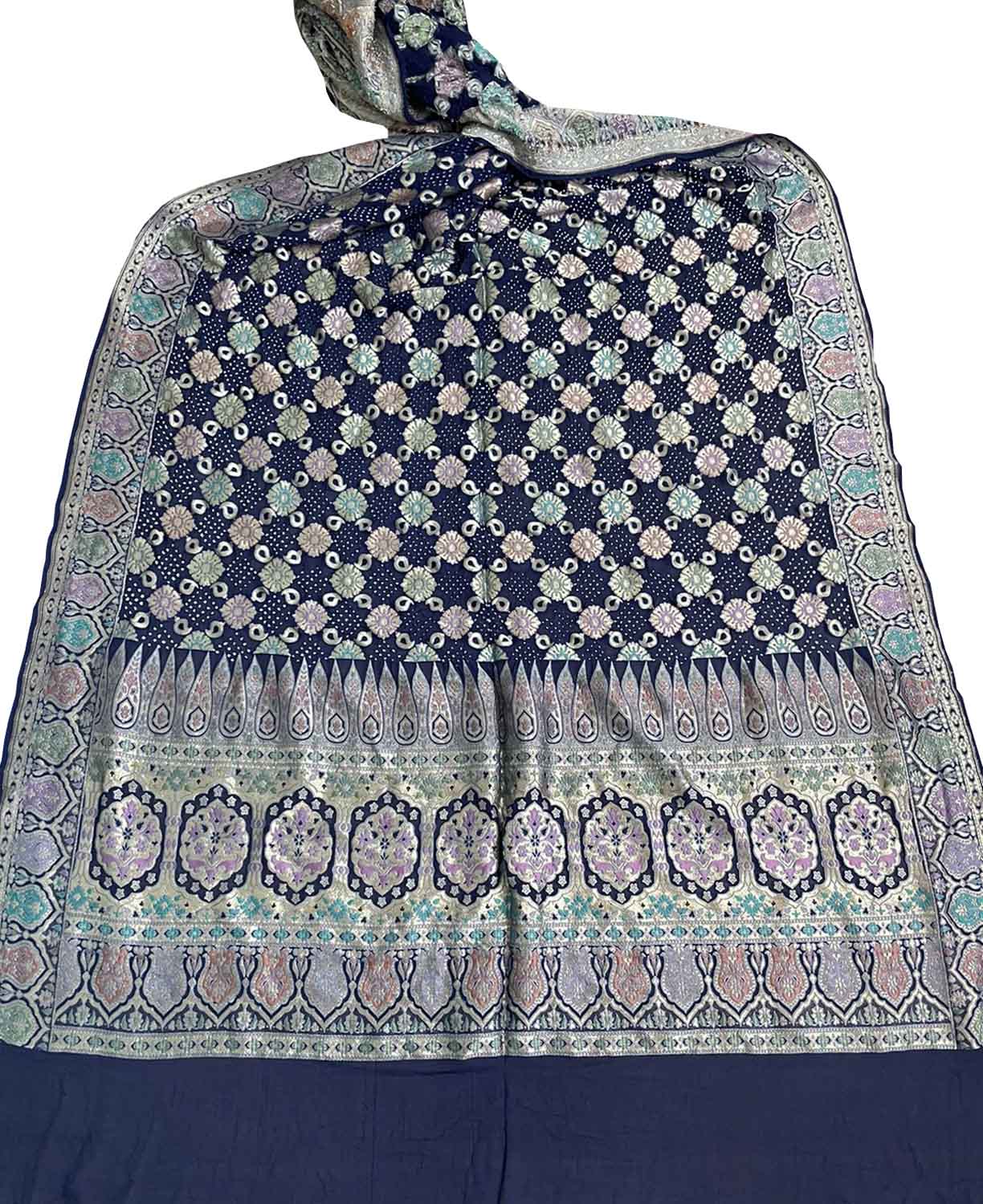 Blue Banarasi Bandhani Pure Georgette Dupatta - Luxurion World