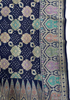 Blue Banarasi Bandhani Pure Georgette Dupatta - Luxurion World