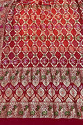 Red Banarasi Bandhani Pure Georgette Dupatta - Luxurion World