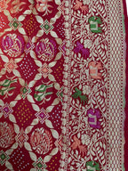 Red Banarasi Bandhani Pure Georgette Dupatta - Luxurion World