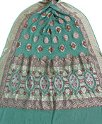 Green Banarasi Bandhani Pure Georgette Dupatta - Luxurion World