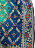Green And Blue Banarasi Bandhani Pure Georgette Dupatta - Luxurion World