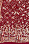 Red Banarasi Bandhani Pure Georgette Dupatta - Luxurion World