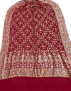 Red Banarasi Bandhani Pure Georgette Dupatta - Luxurion World