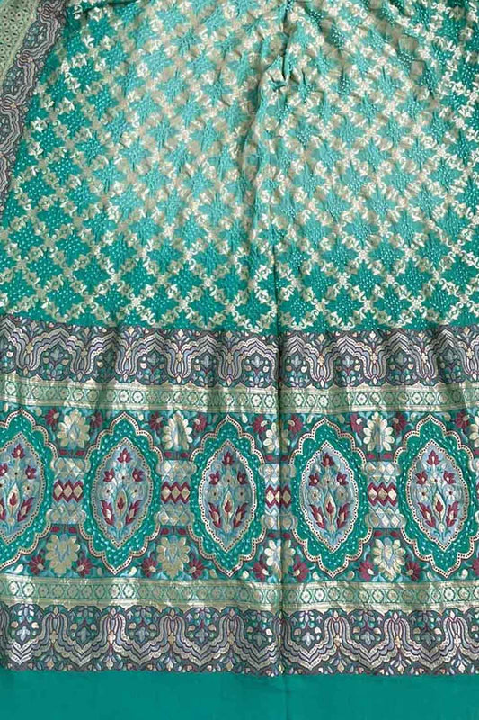 Blue Banarasi Bandhani Pure Georgette Dupatta - Luxurion World