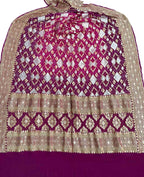 Pink And Purple Banarasi Bandhani Pure Georgette Dupatta - Luxurion World
