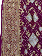 Pink And Purple Banarasi Bandhani Pure Georgette Dupatta - Luxurion World