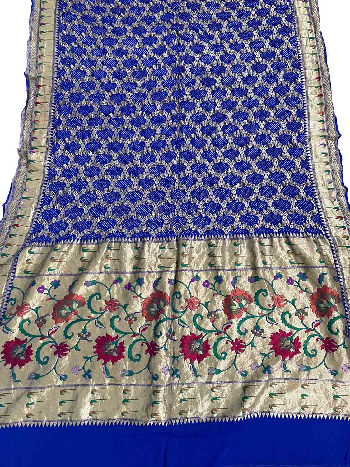 Blue Banarasi Bandhani Pure Georgette Meenakari Dupatta: Exquisite Elegance for Every Occasion - Luxurion World