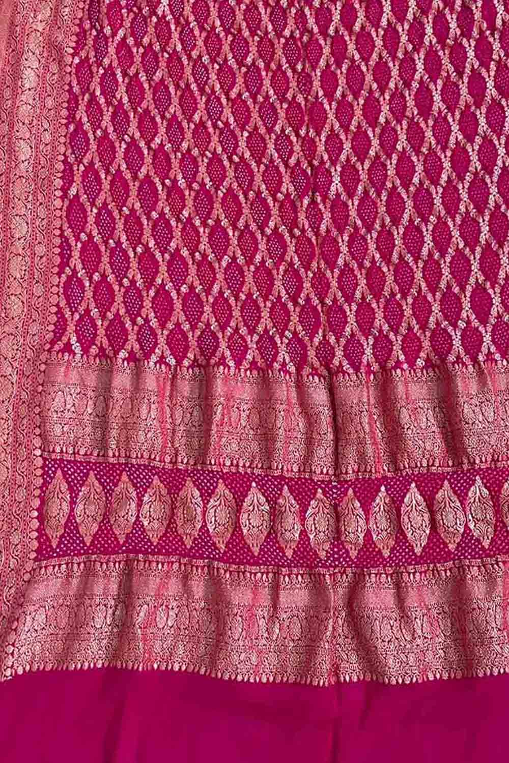 Exquisite Pink Banarasi Bandhani Georgette Dupatta with Meenakari Work - Luxurion World