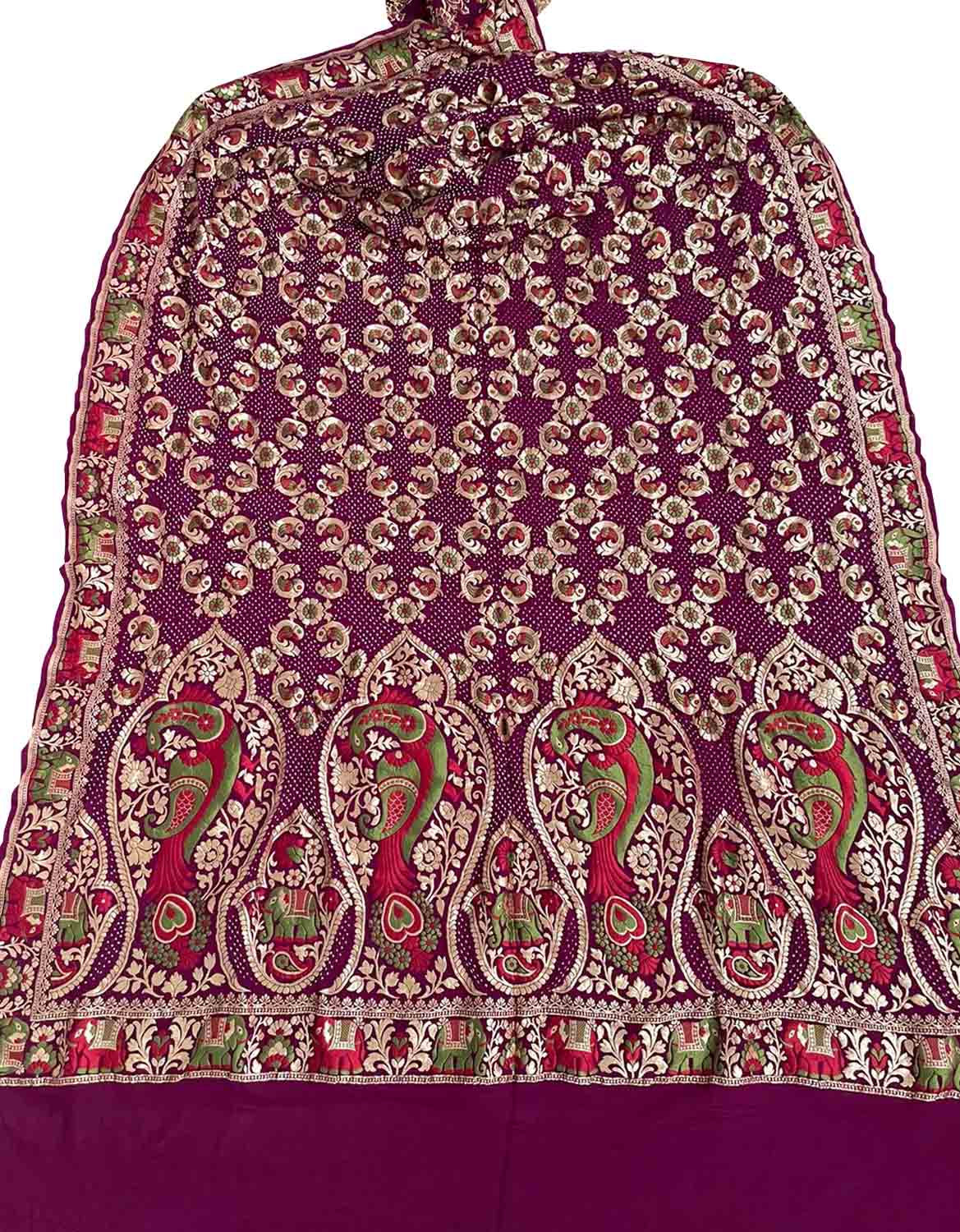 Elegant Purple Banarasi Bandhani Georgette Meenakari Dupatta - Luxurion World