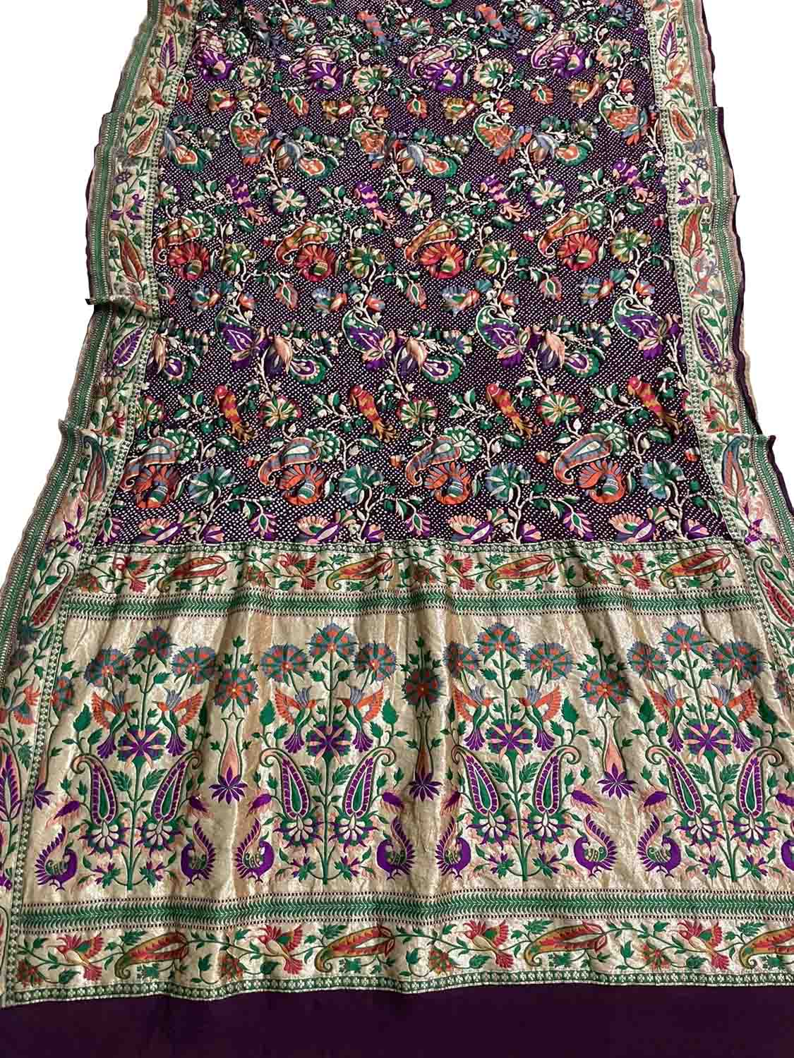 Elegant Purple Banarasi Bandhani Georgette Dupatta with Meenakari Work - Luxurion World