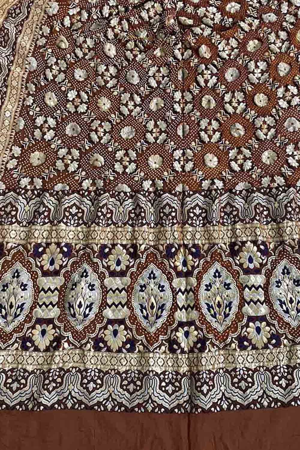 Elegant Brown Banarasi Bandhani Georgette Meenakari Dupatta - Luxurion World