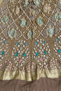 Exquisite Brown Banarasi Bandhani Georgette Dupatta: Pure Elegance - Luxurion World