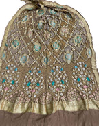Exquisite Brown Banarasi Bandhani Georgette Dupatta: Pure Elegance - Luxurion World