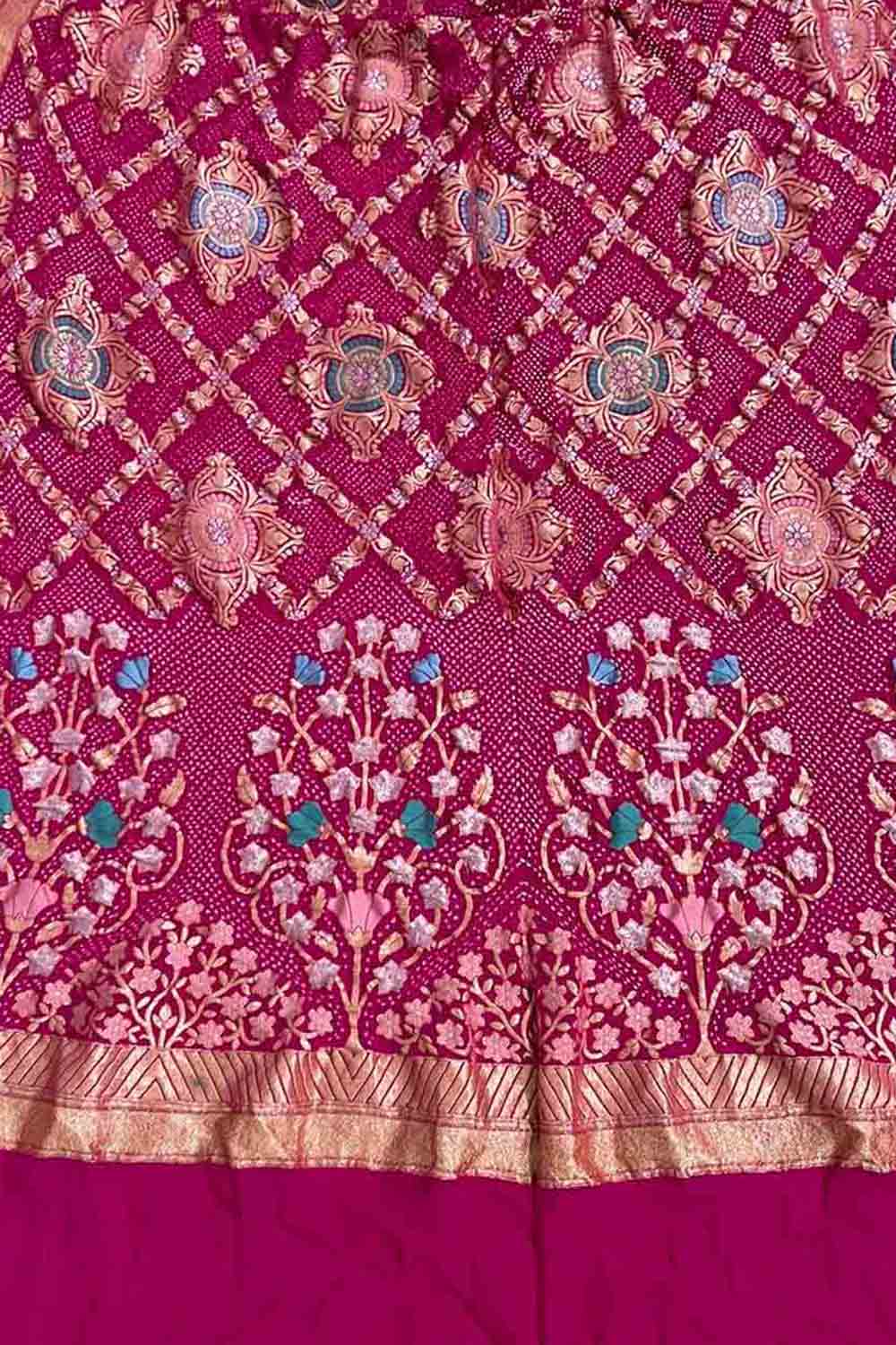 Elegant Pink Banarasi Bandhani Georgette Dupatta: A Timeless Accessory - Luxurion World
