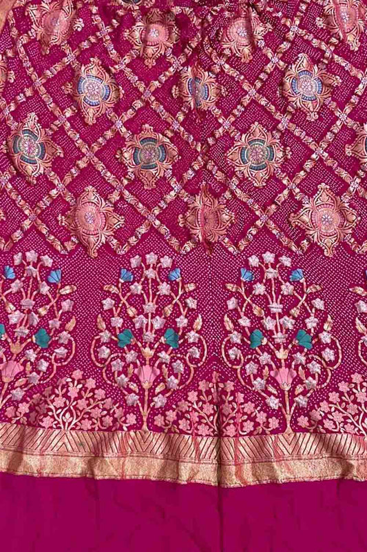 Elegant Pink Banarasi Bandhani Georgette Dupatta: A Timeless Accessory - Luxurion World