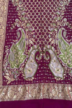 Elegant Purple Banarasi Bandhani Georgette Dupatta - Luxurion World
