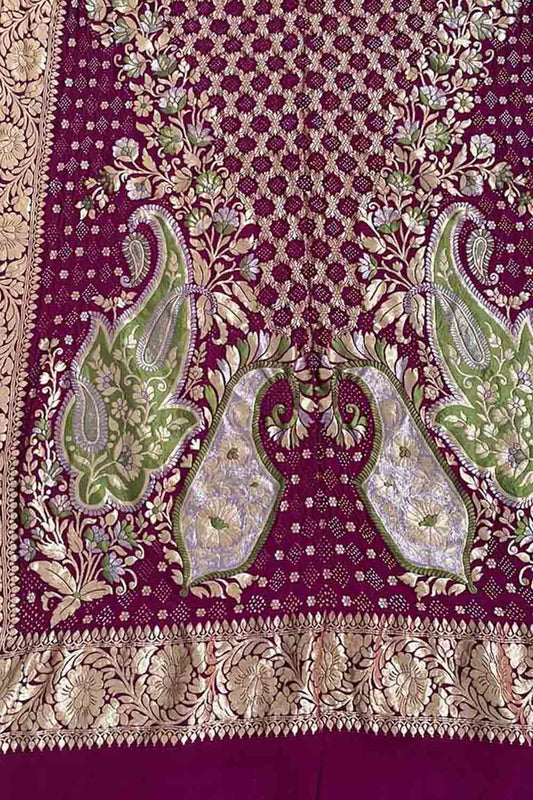Elegant Purple Banarasi Bandhani Georgette Dupatta - Luxurion World