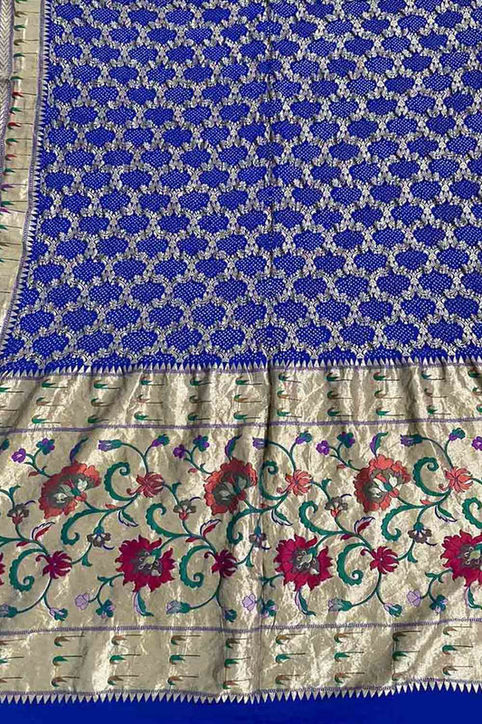 Exquisite Blue Banarasi Bandhani Georgette Dupatta: Pure Elegance - Luxurion World