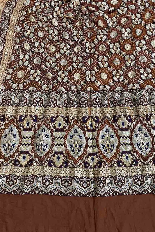 Elegant Brown Banarasi Bandhani Georgette Dupatta: A Timeless Accessory - Luxurion World