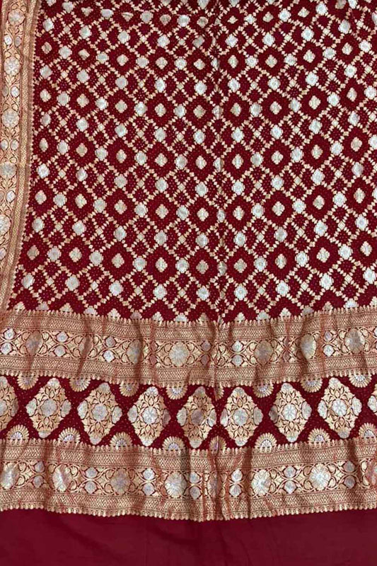 Red Banarasi Bandhani Georgette Dupatta - Elegant and Traditional - Luxurion World