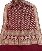 Red Banarasi Bandhani Georgette Dupatta - Elegant and Traditional - Luxurion World